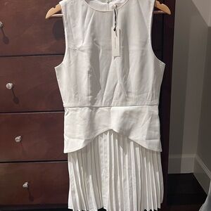 Commense White Pleated Mini Dress